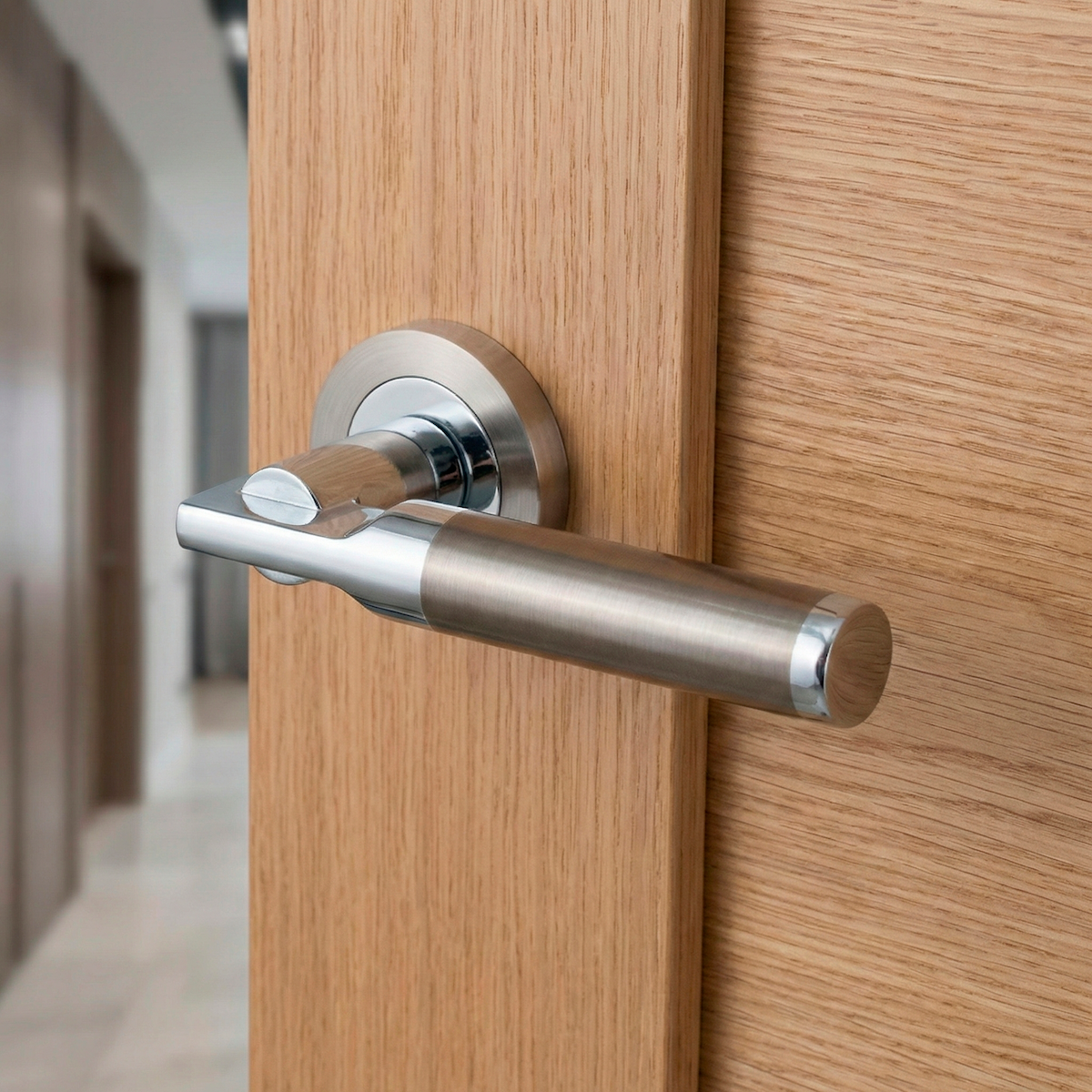 Poignée Taranis pour portes avec rosace ronde en aluminium