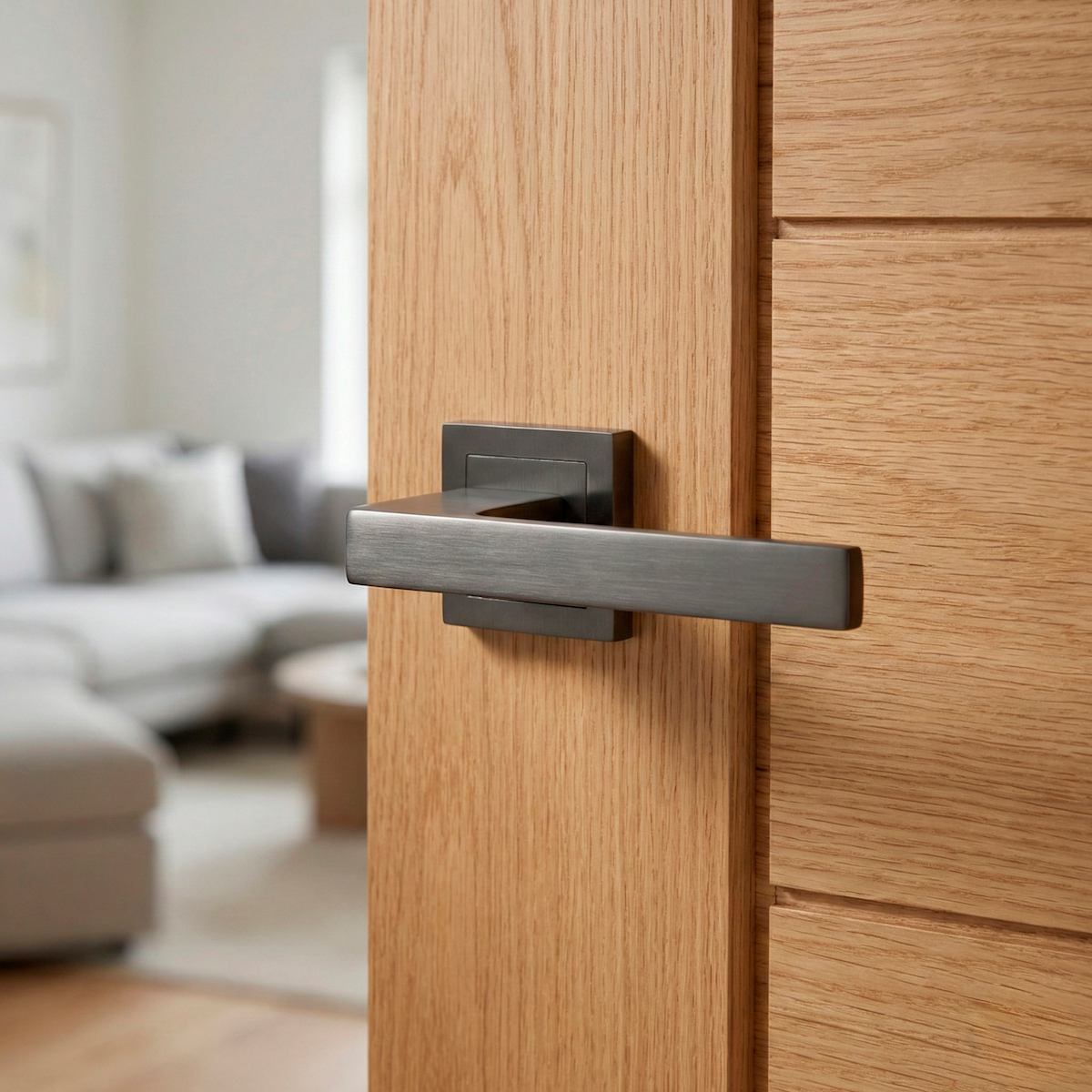 Béquille en zamak modèle 220 avec rosace carrée en finition graphite pour portes