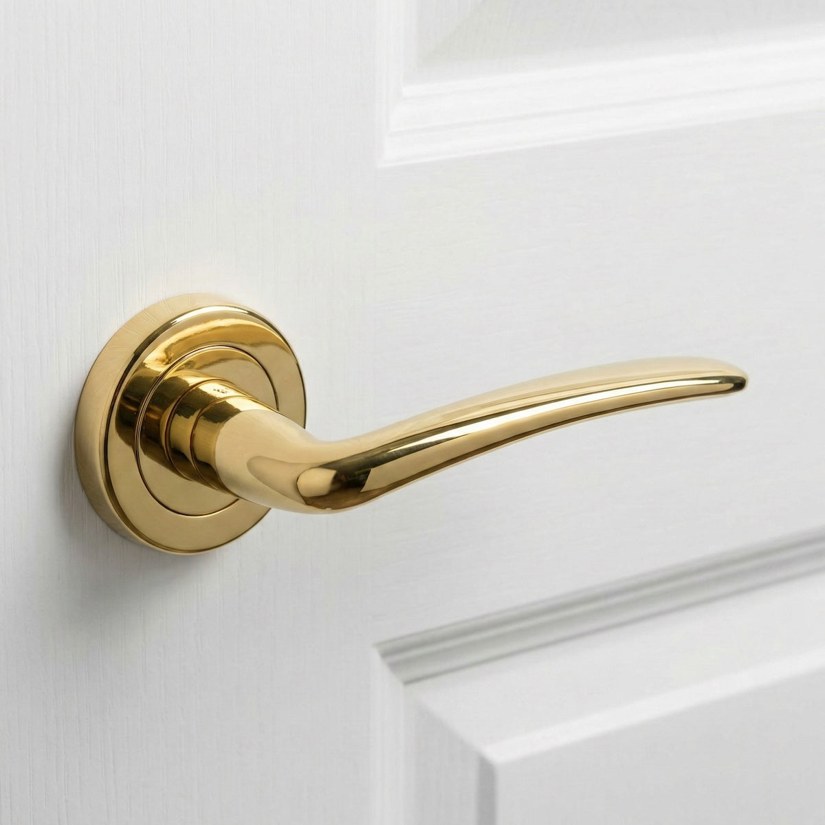 Poignée de porte modèle '661' doré brillant avec Rosace Ronde