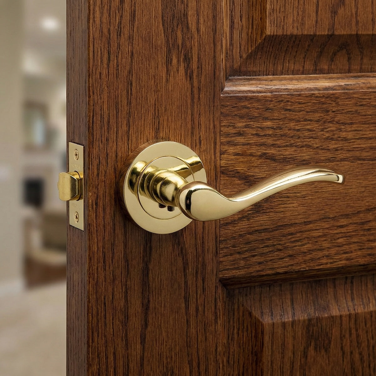Poignée de porte en aluminium '3001' avec rosace ronde dorée brillante