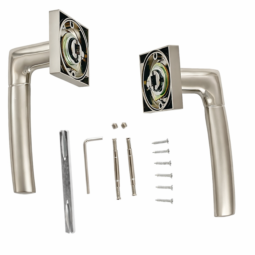Poignée de porte en aluminium modèle « 430A », finition nickel combiné