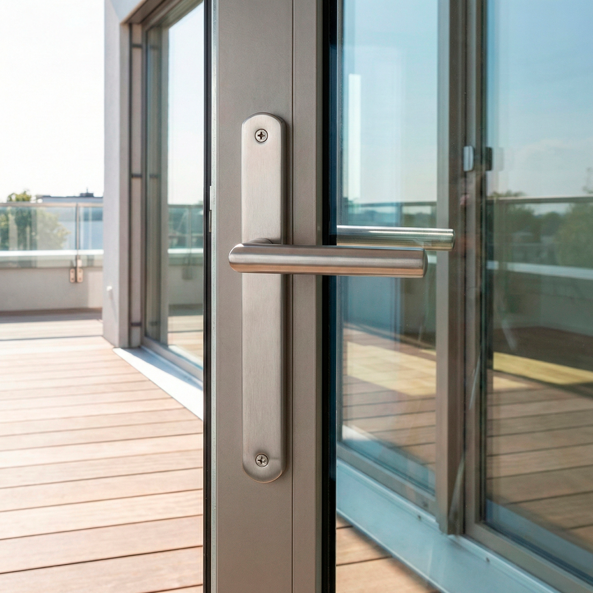 Poignée modèle « 503 » avec plaque ovale étroite en acier inoxydable pour portes