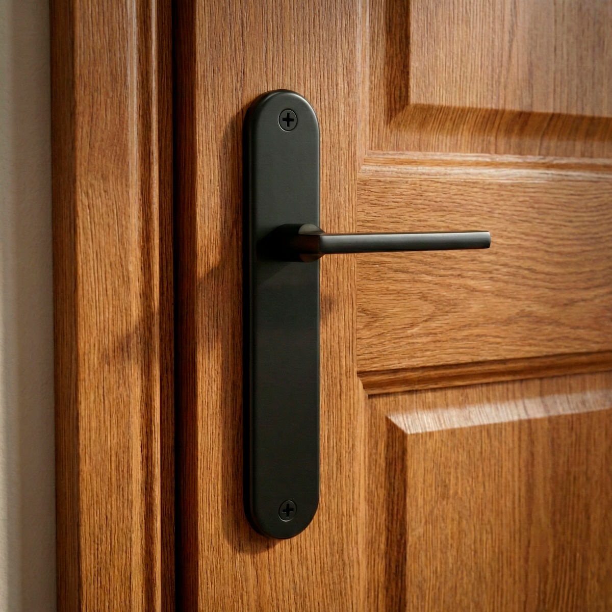 Poignée modèle « 530 » en aluminium avec plaque ovale finition noir mat pour portes