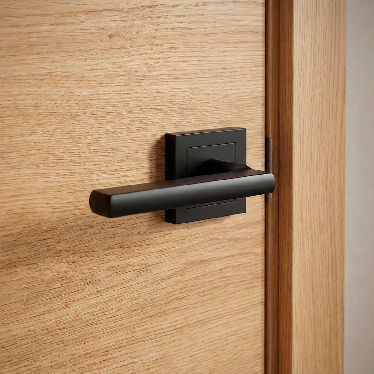 Poignée modèle « 530 » en aluminium avec rosace carrée finition noire pour portes