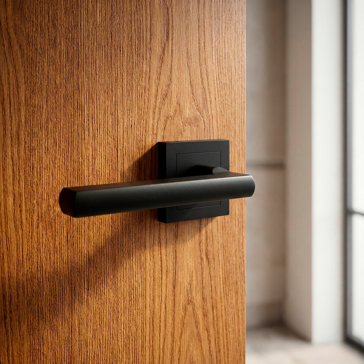 Poignée modèle « 530 » en aluminium avec rosace carrée finition noire pour portes
