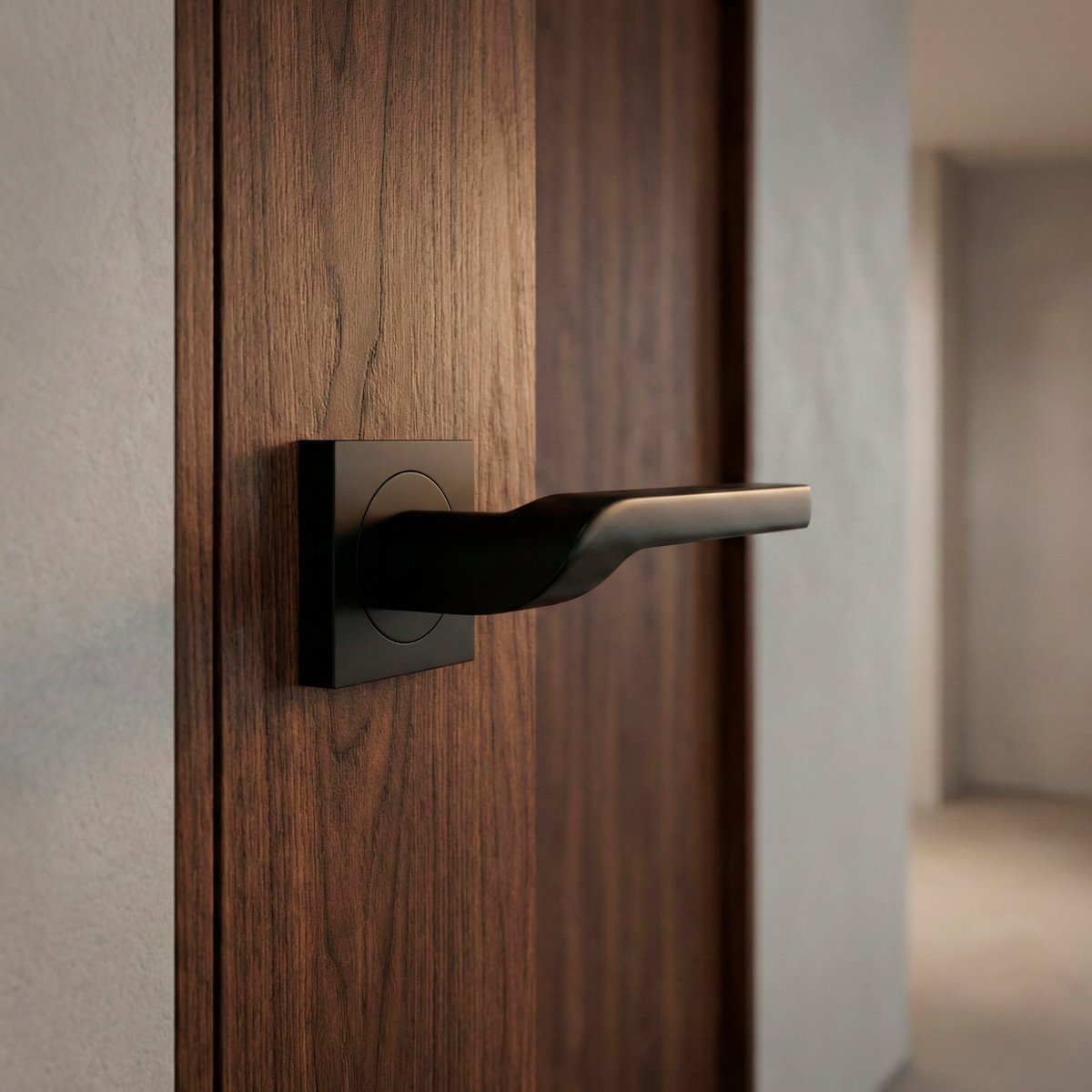 Poignée en aluminium modèle 559 avec rosace carrée finition noire pour portes