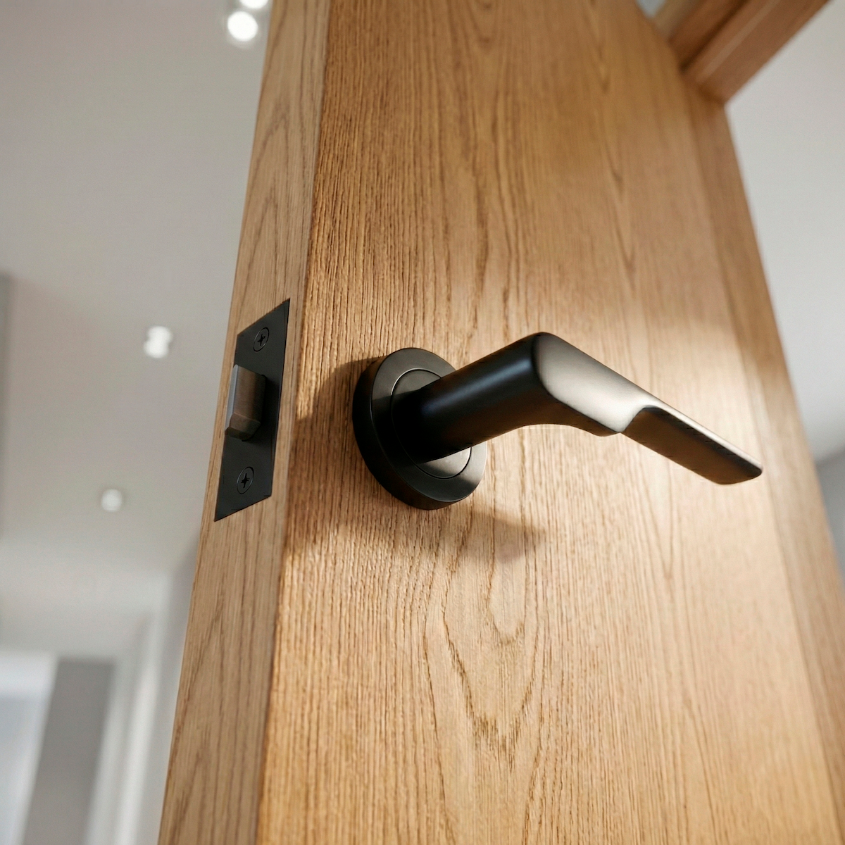 Béquille de porte modèle 640 en zamak avec rosace ronde finition noire