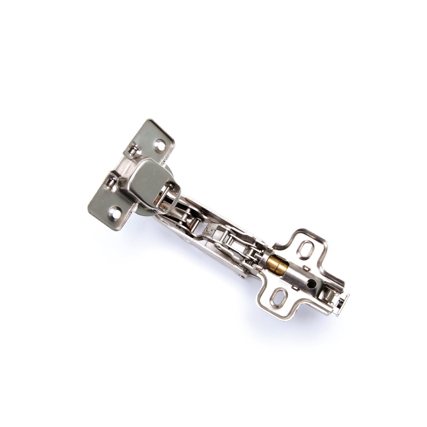 Charnière droite à recouvrement d'ouverture à 165° ø35 avec piston pour portes pliantes