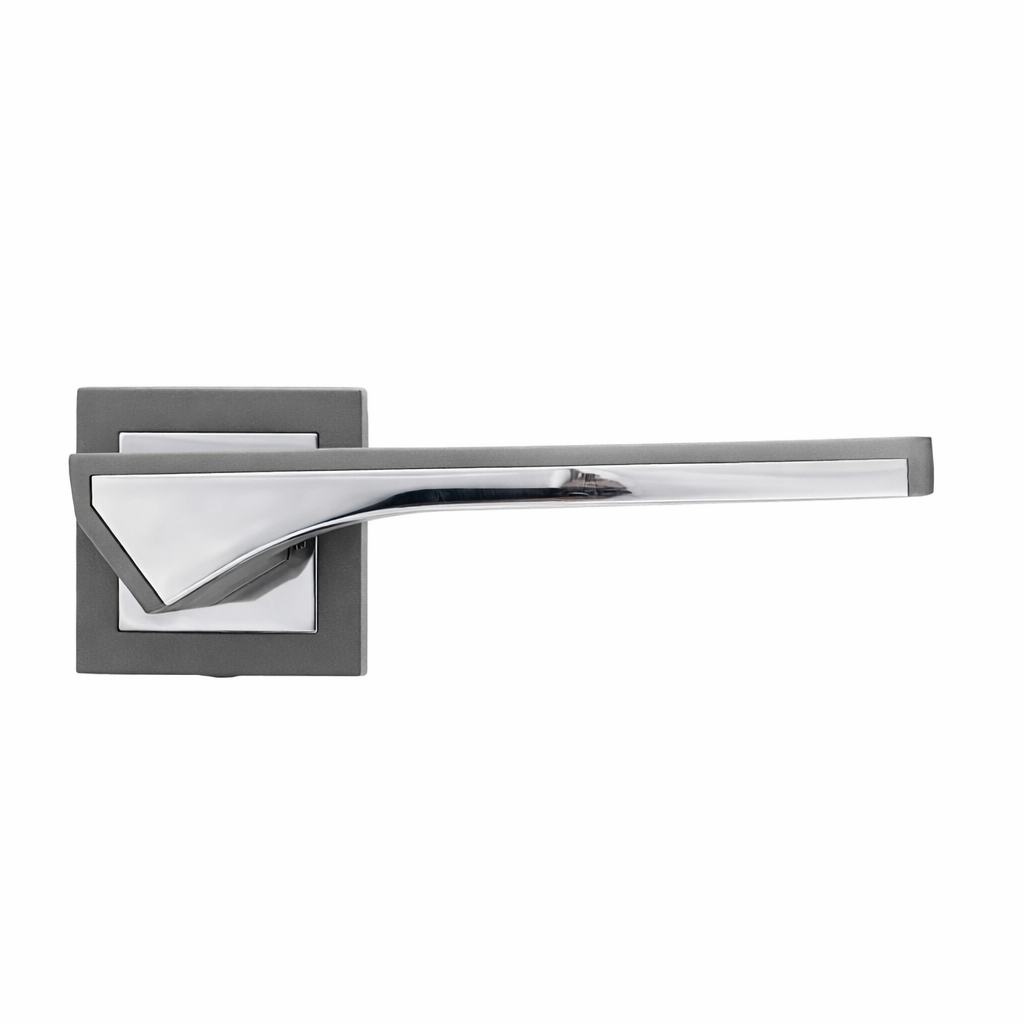 Poignée modèle Esus '748' en zamak avec graphite bicolore et Rosace Carrée pour portes
