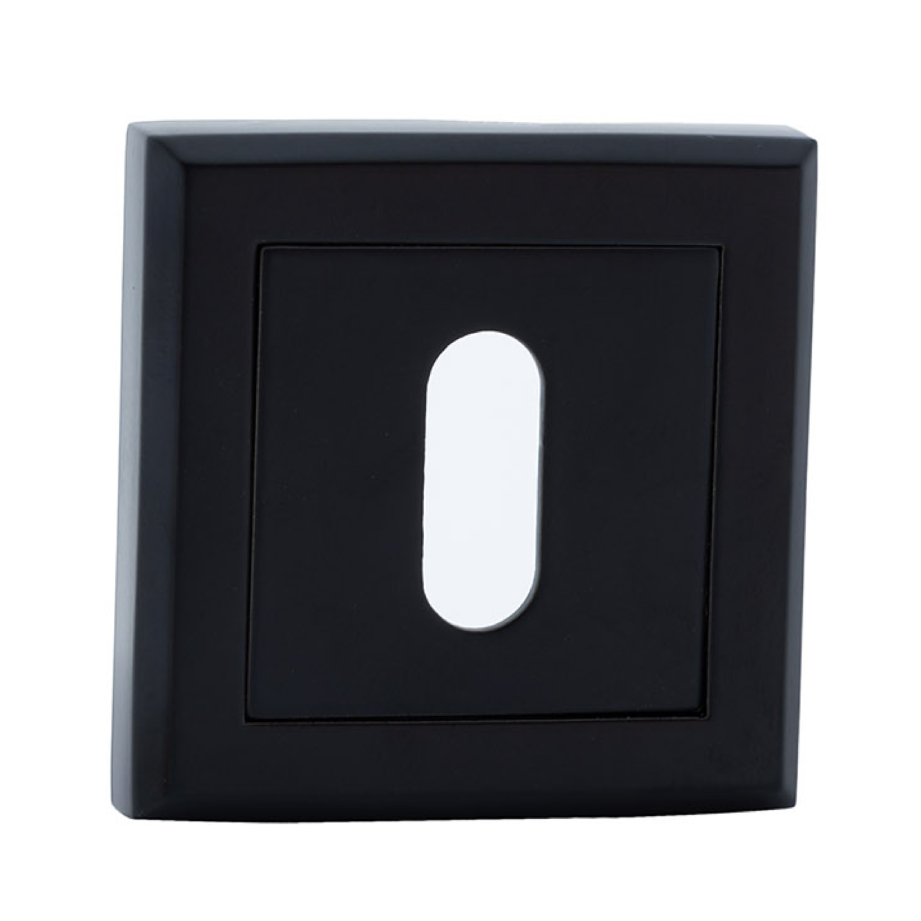 Bouche de serrure carrée avec bouche ovale finition noire coins arrondis