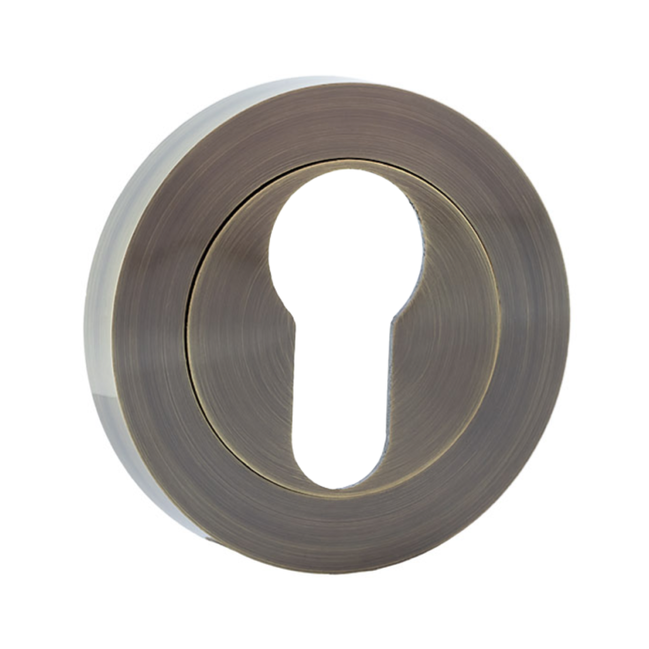 Bochette ronde avec entrée de clé piriforme en finition cuir pour portes