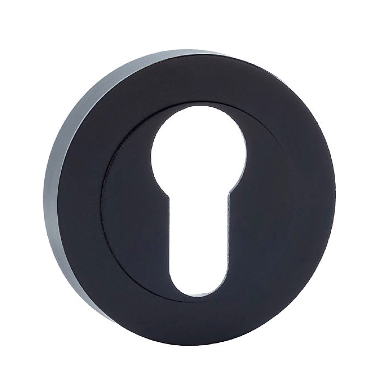 Bouche-clé ronde avec entrée de clé en forme de poire en finition noire pour portes
