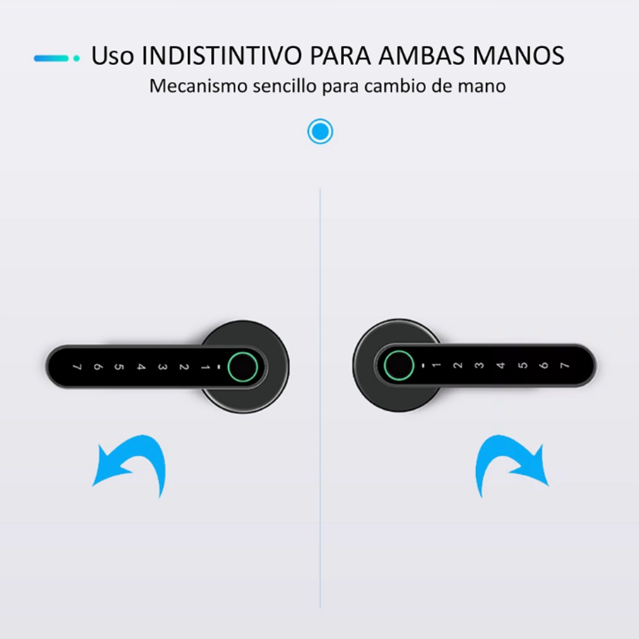 Béquille électronique sur rosace ronde finition grise avec empreinte digitale, code PIN et Bluetooth