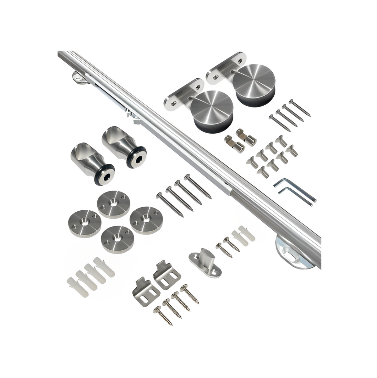 Kit de herrajes de acero inoxidable para puerta corredera de madera con frenos
