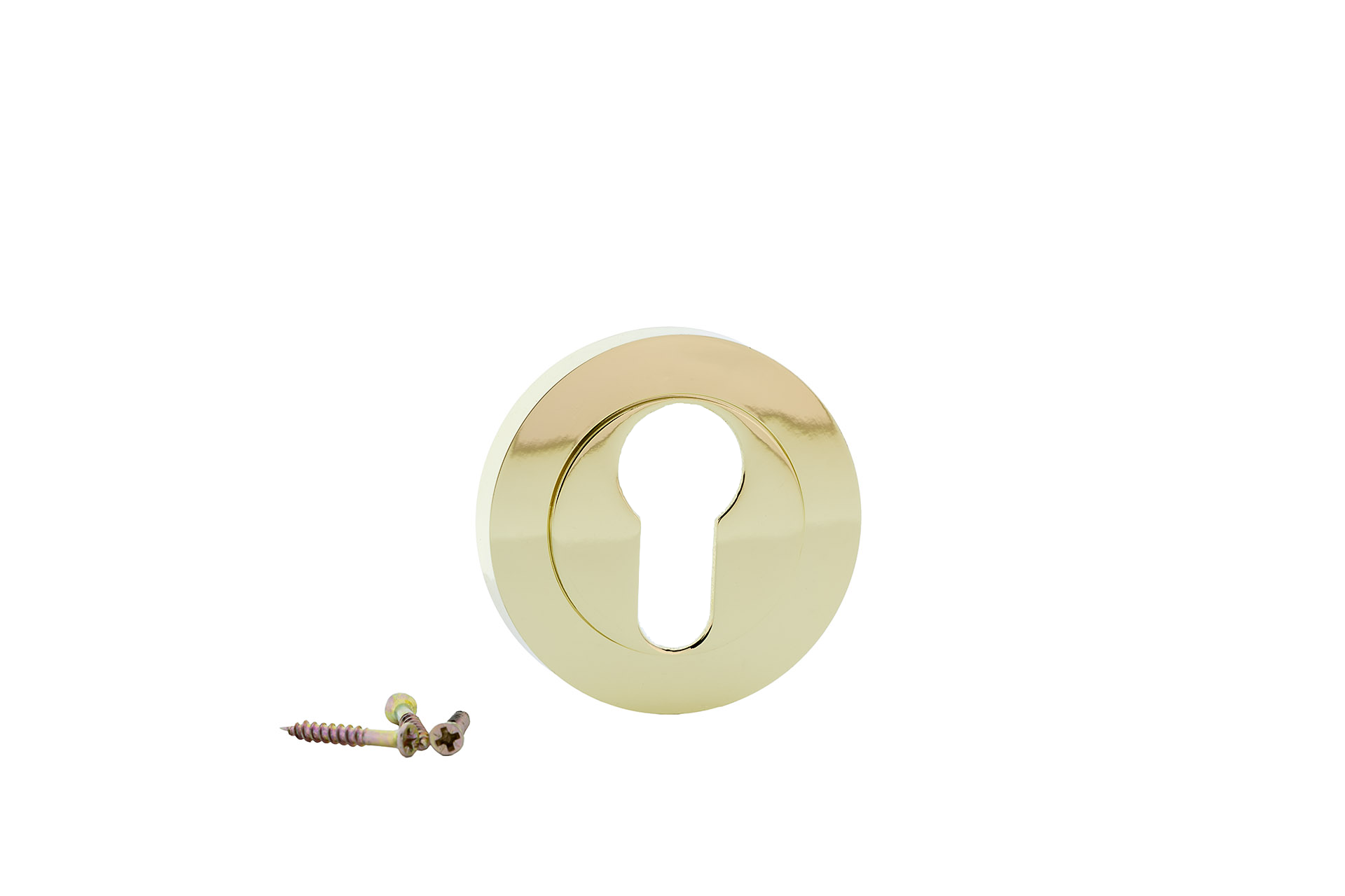 Béquille ronde avec entrée de clé en forme de poire en finition dorée brillante pour portes