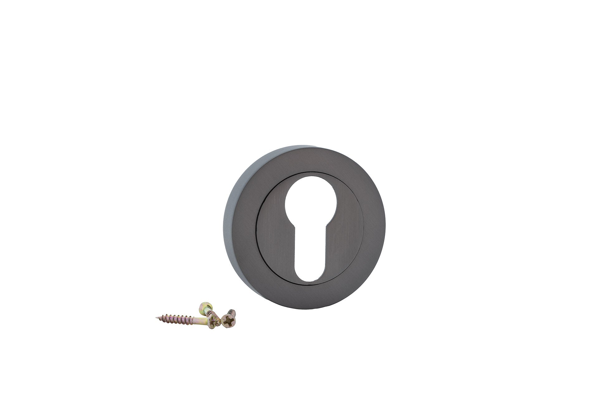 Béquille ronde avec entrée de clé piriforme en finition graphite pour portes