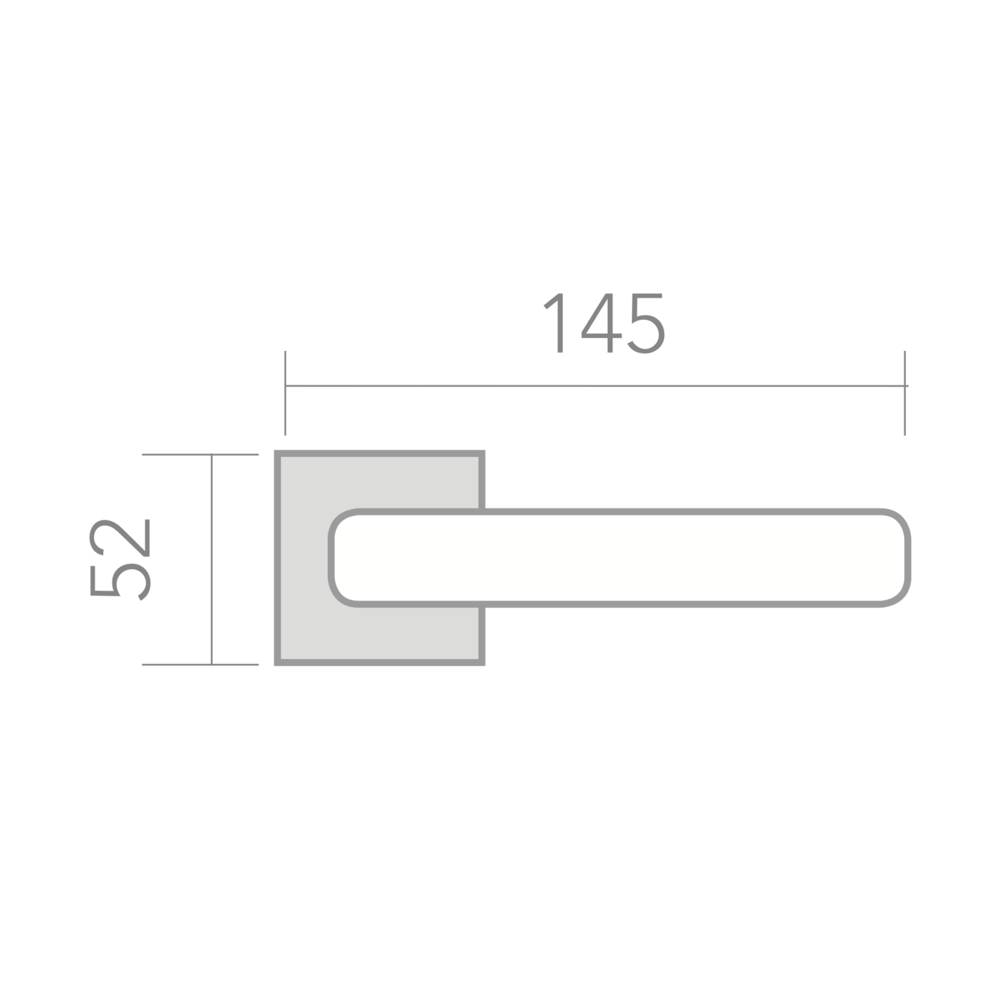 Medidas manilla con roseta cuadrada de zamak modelo 140 en acabado bicolor