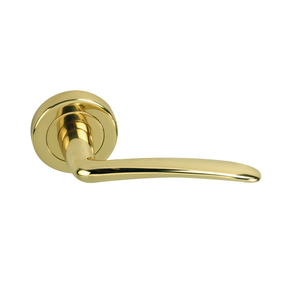 manilla dorada brillo con roseta redonda para puertas referencia 601