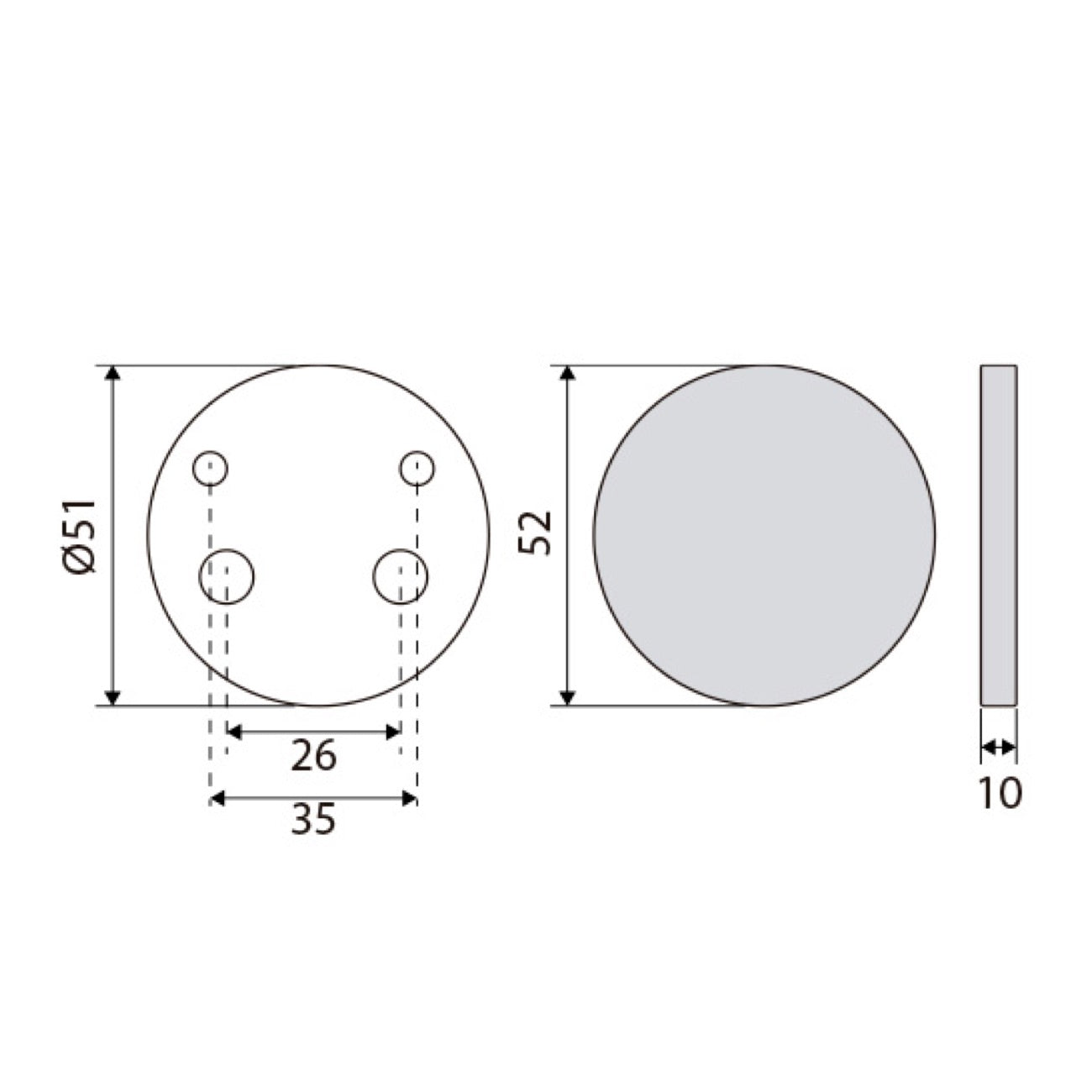 Cache-cylindre/béquille de sécurité aveugle en acier inoxydable de 52 mm de diamètre
