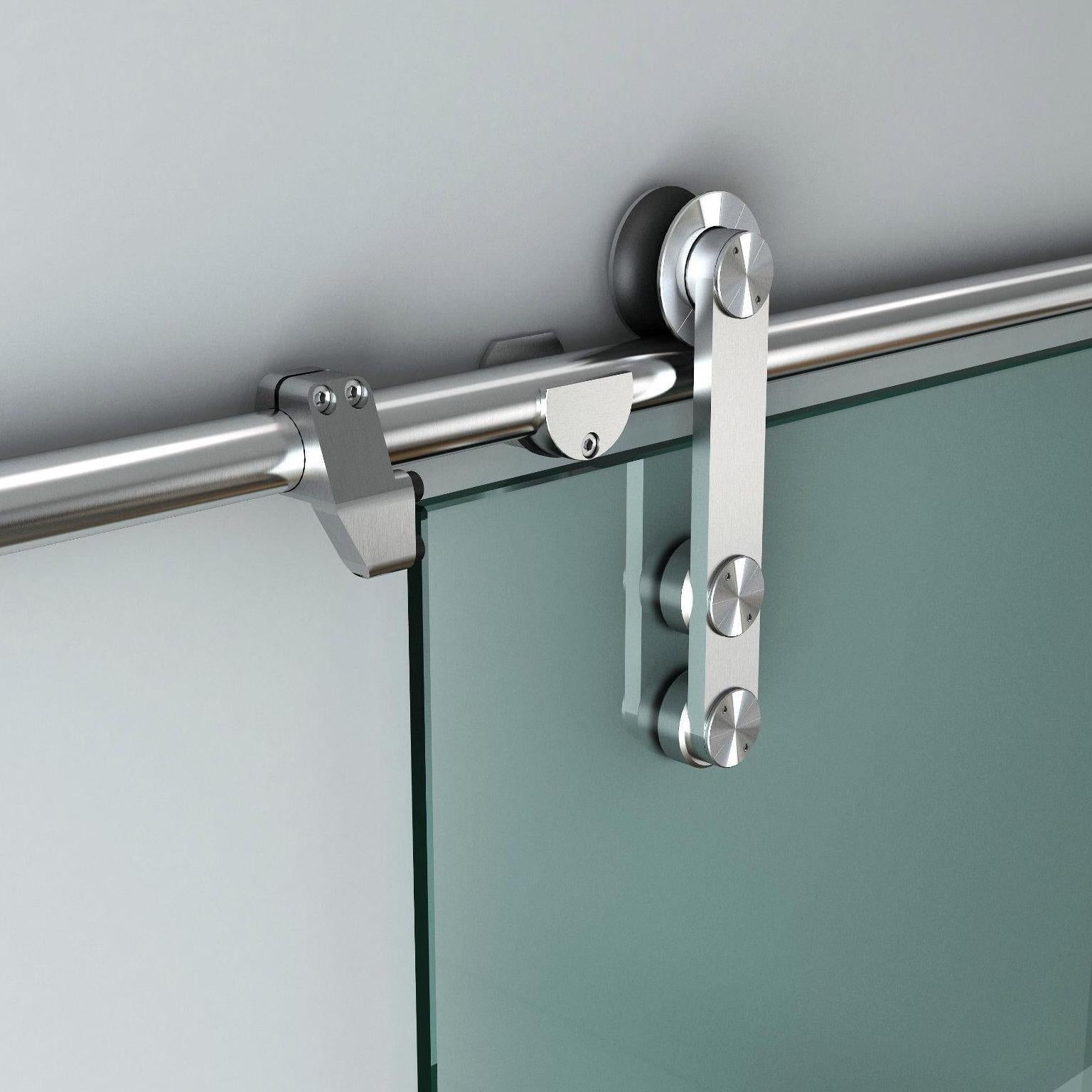 Ferrure en acier inoxydable pour porte coulissante extérieure en verre
