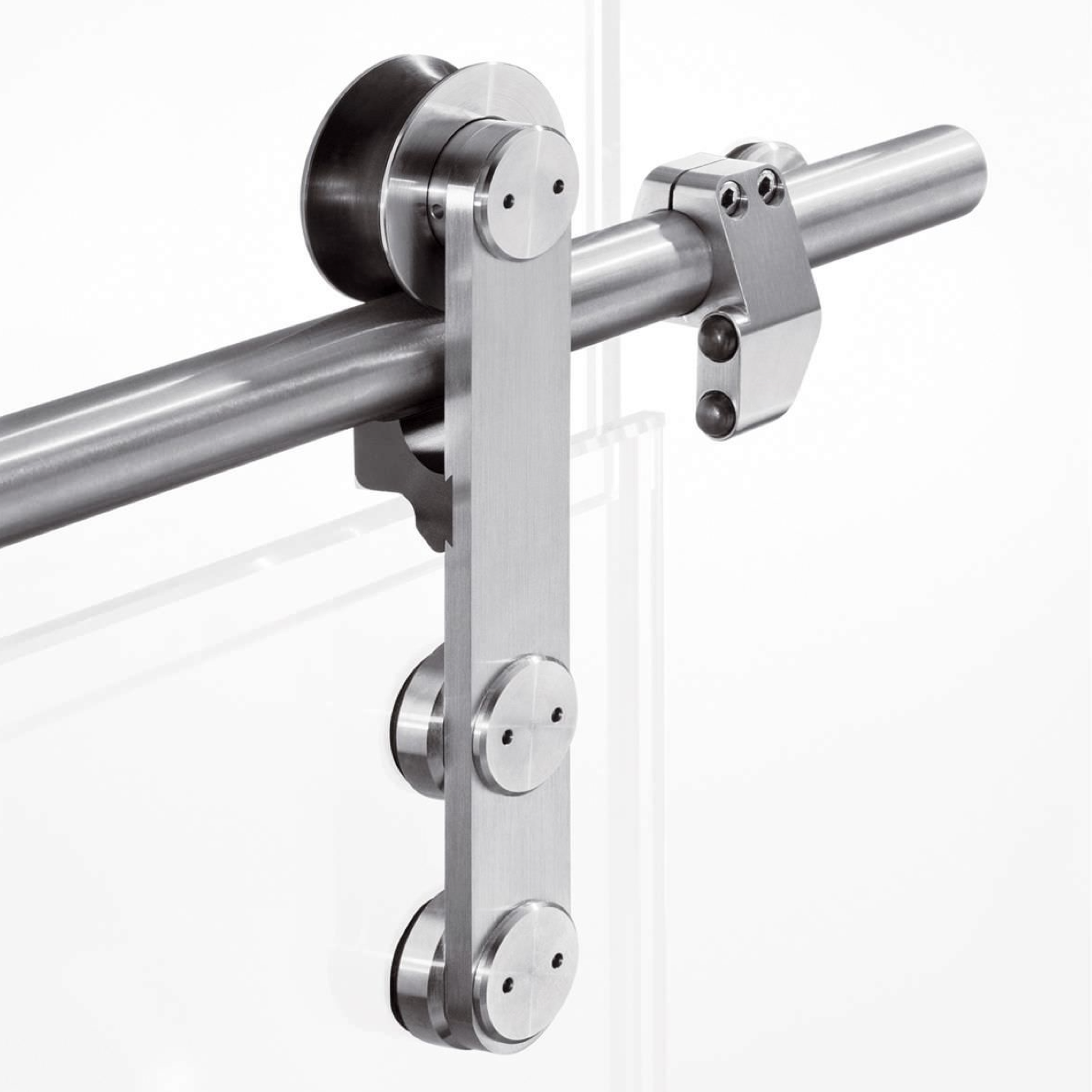 Ferrure en acier inoxydable pour porte coulissante extérieure en verre