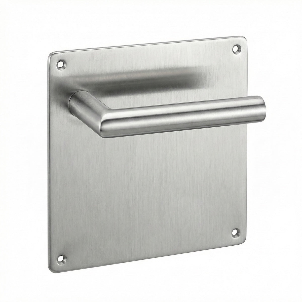 Poignée de porte modèle "503" sur plaque carrée 170 mm en acier inoxydable