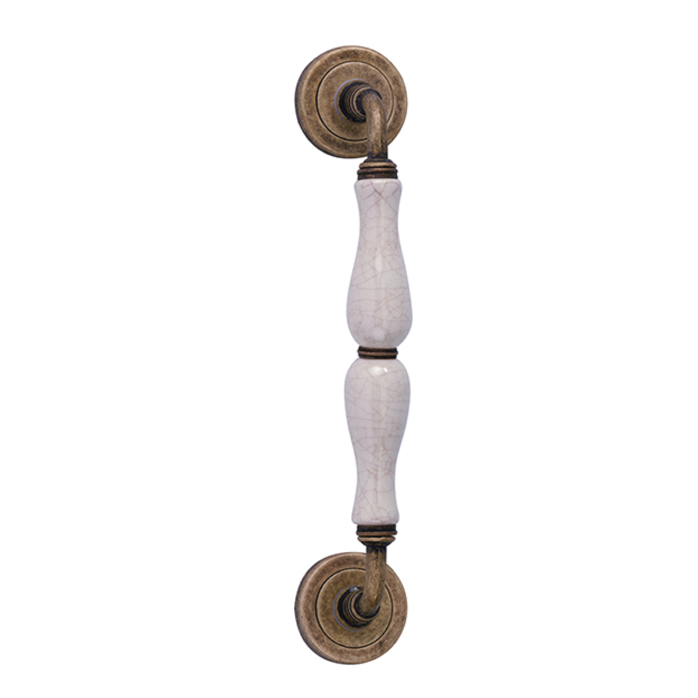 Poignée de porte à rosace ronde en porcelaine et zamak finition cuir modèle 4074
