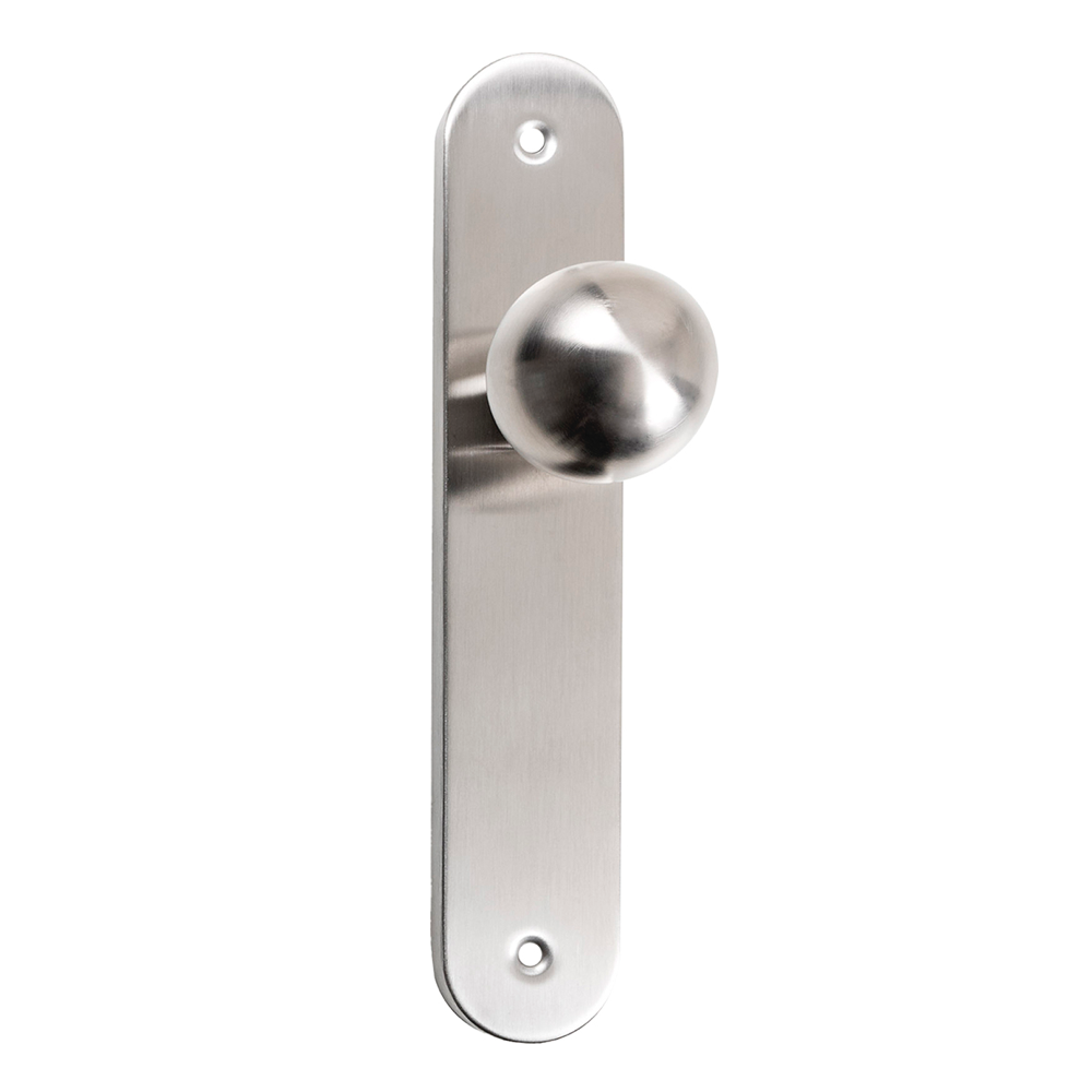 Béquille de porte avec plaque ovale et demi-poignée en acier inoxydable modèle 138