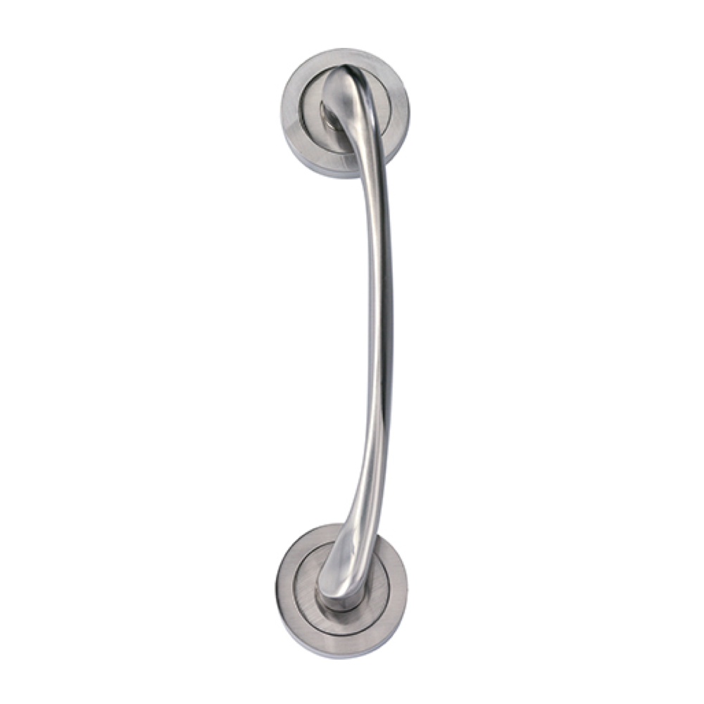 Béquille de porte en aluminium modèle 554 avec rosace ronde finition nickel satiné
