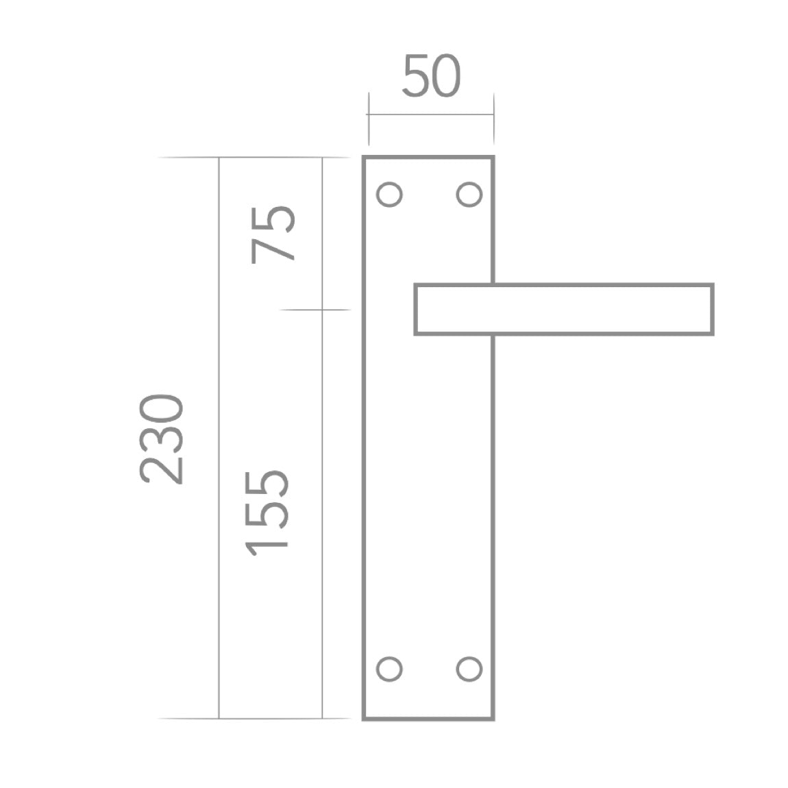 Béquille modèle « 120 » en zamak avec plaque rectangulaire finition bicolore pour portes