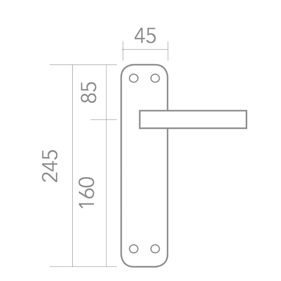 Poignée de porte modèle LOREA PB sur plaque en aluminium doré brillant