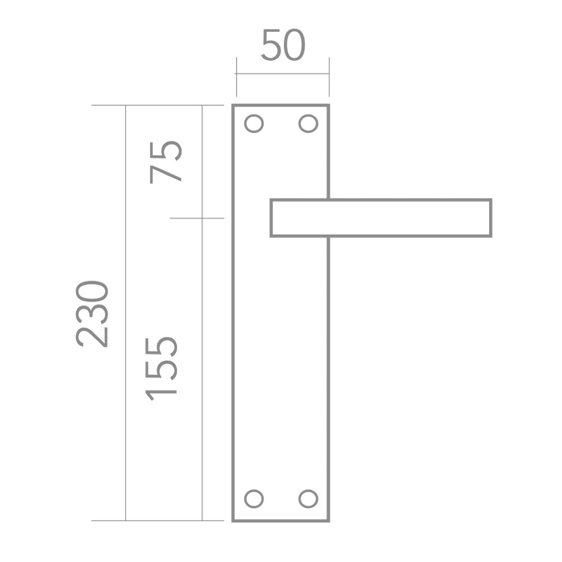 Poignée modèle '710' en zamak avec plaque rectangulaire finition noire pour portes