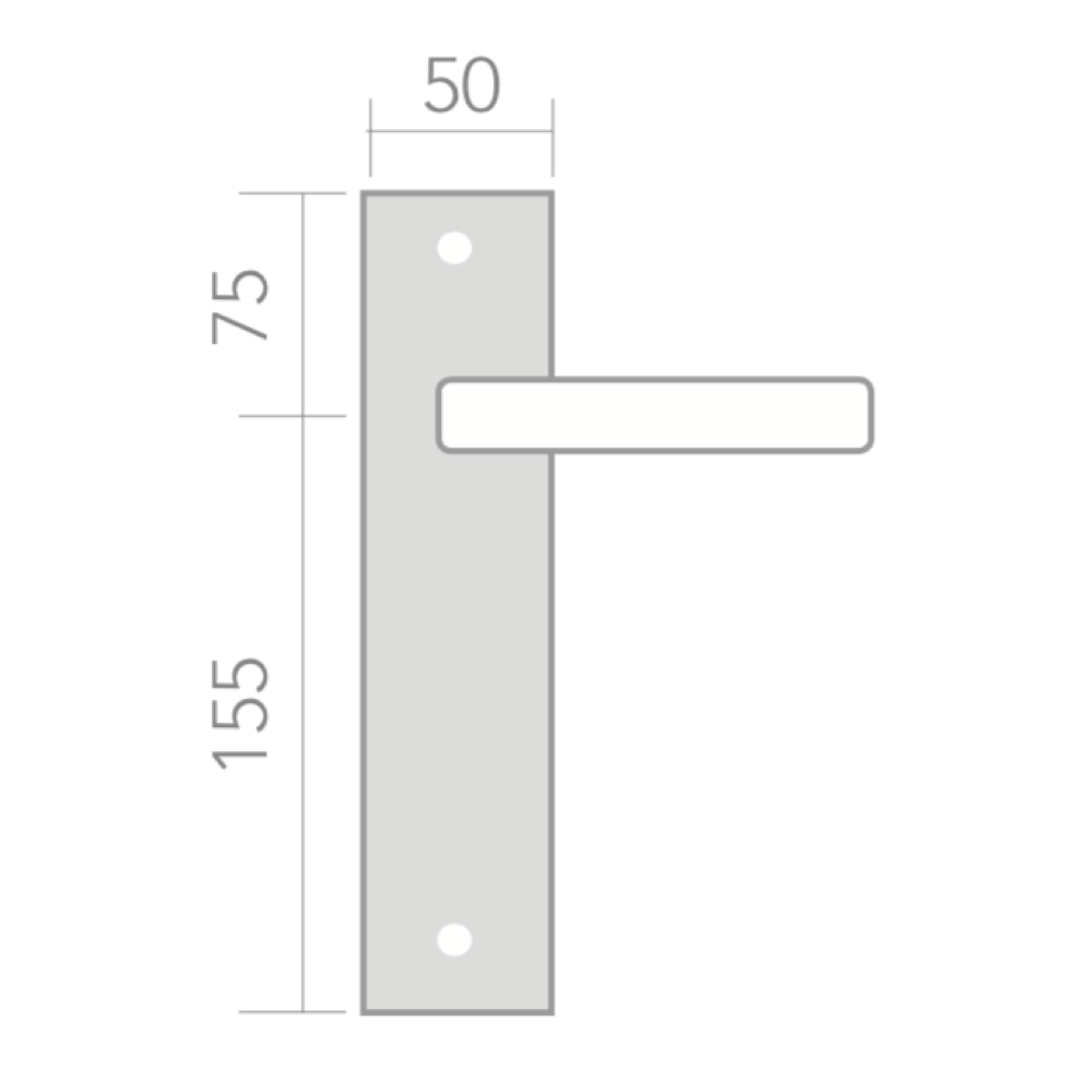 Medidas manilla de zamak con placa rectangular modelo 848