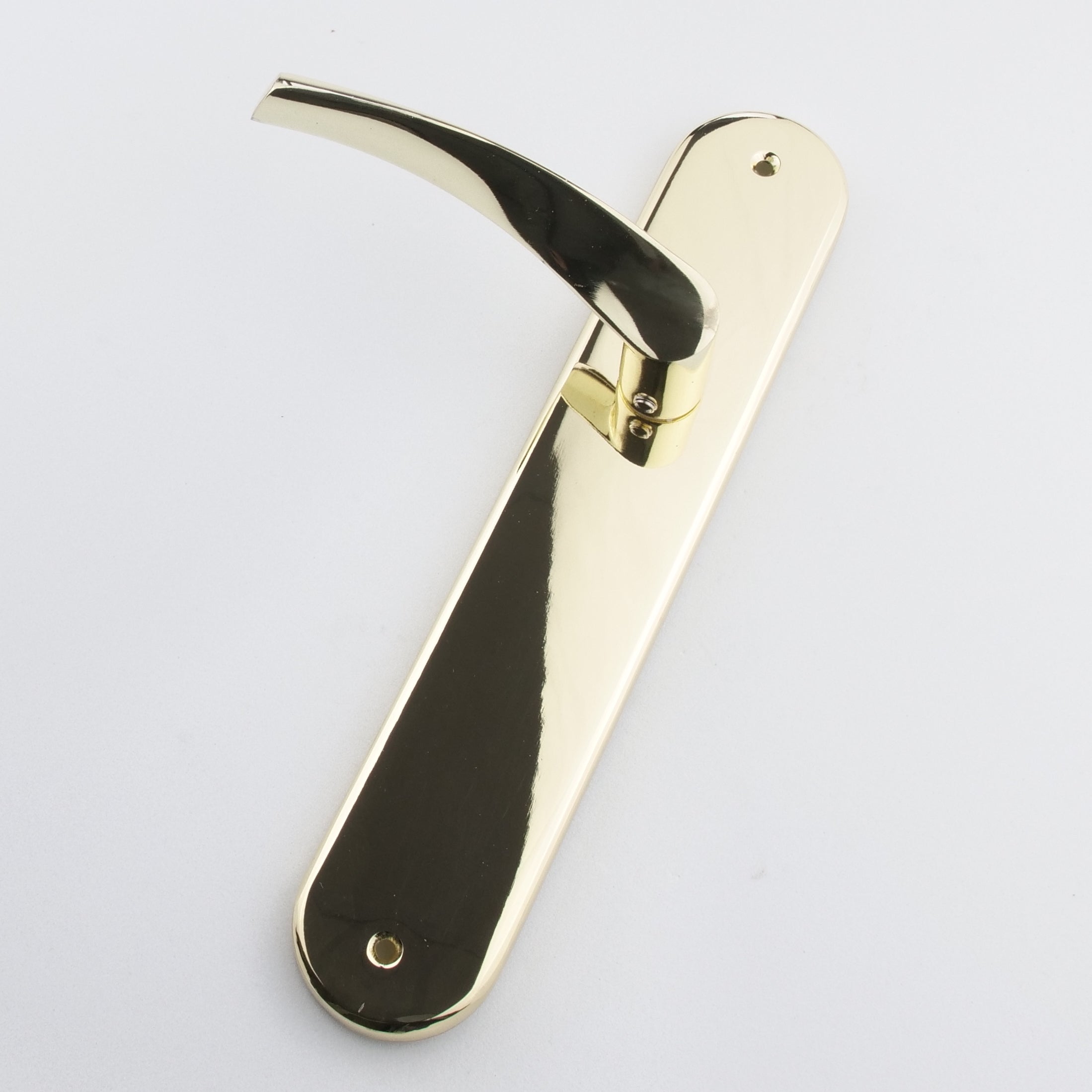 Poignée de porte modèle "130" en zamak avec plaque ovale, finition doré brillant