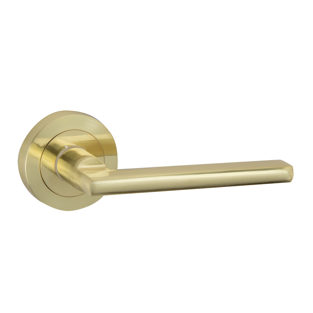 Manilla de aluminio con roseta redonda de 52 mm para puertas de interior dorado satinado