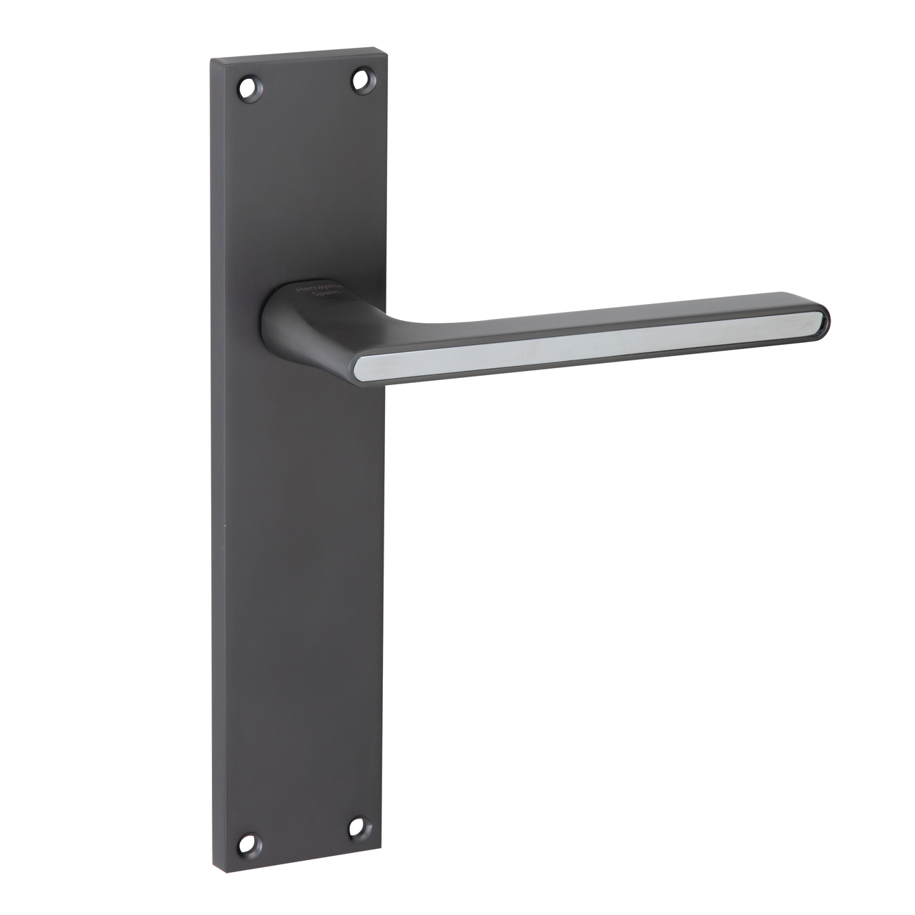 Poignée modèle '810' en zamak avec plaque rectangulaire finition graphite pour portes