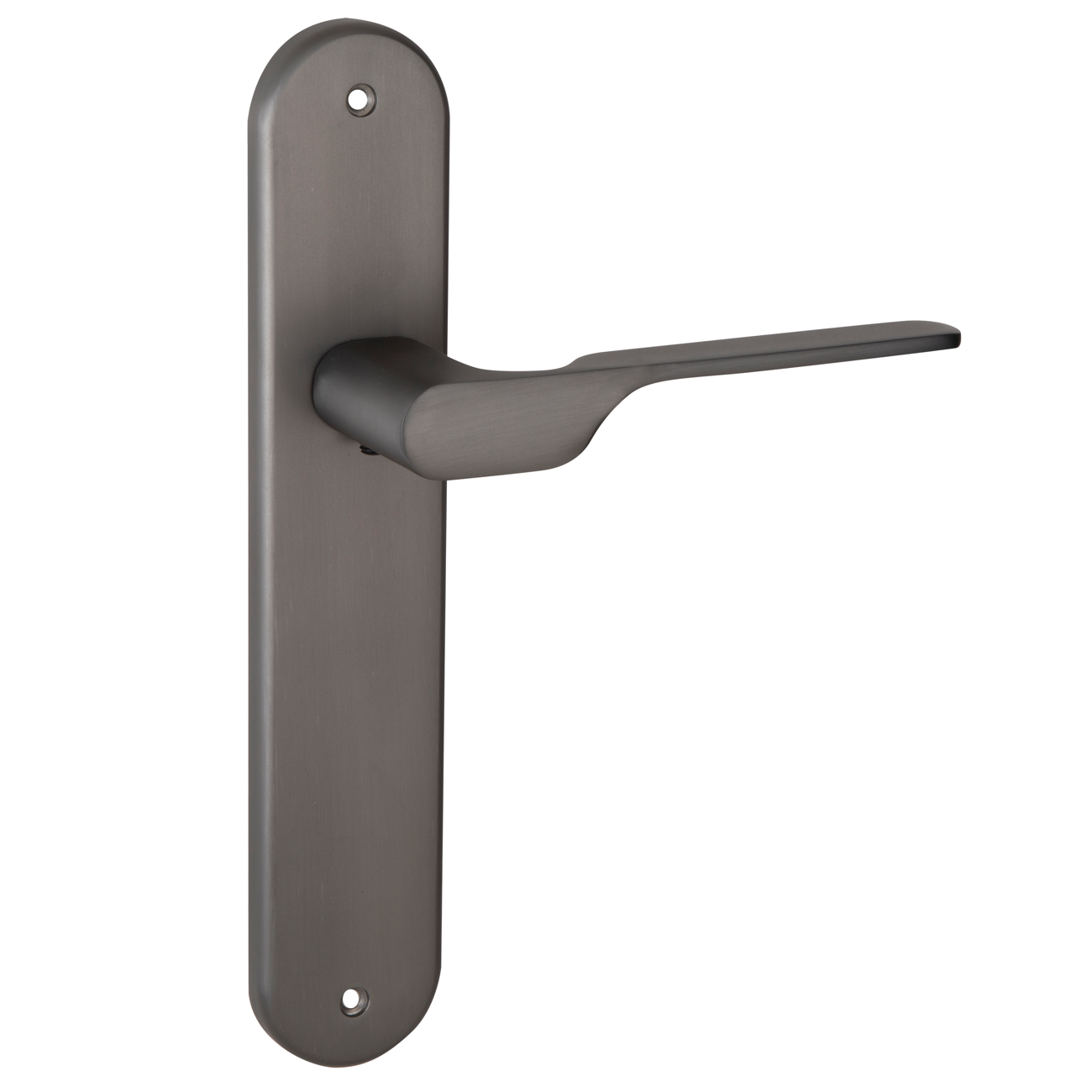 Poignée modèle '640' avec plaque ovale pour portes en zamak finition graphite avec poignée moderne