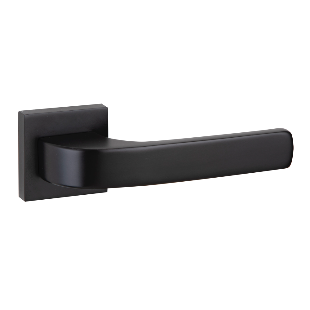Poignée de porte en zamak modèle 710 avec rosace carrée finition noire