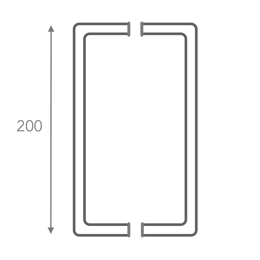 Poignée en acier inoxydable pour porte en verre / bois 200mm modèle ARI120
