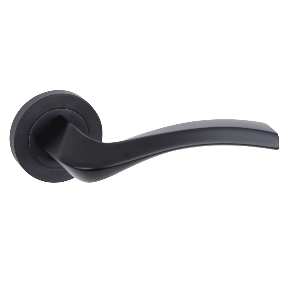 Poignée en aluminium modèle 1027 avec rosace ronde finition noire pour portes