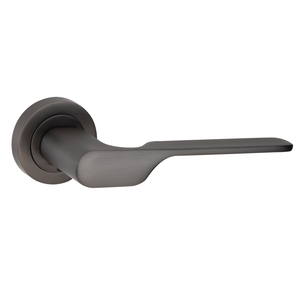 Poignée en zamak modèle 640 avec rosace ronde finition graphite pour portes