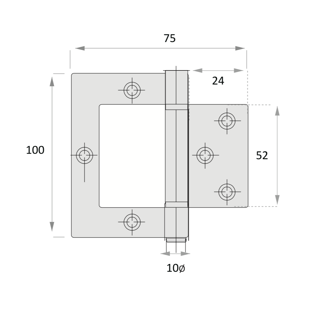 Charnière à clapet en acier inoxydable facile à installer de 100 mm x 75 mm