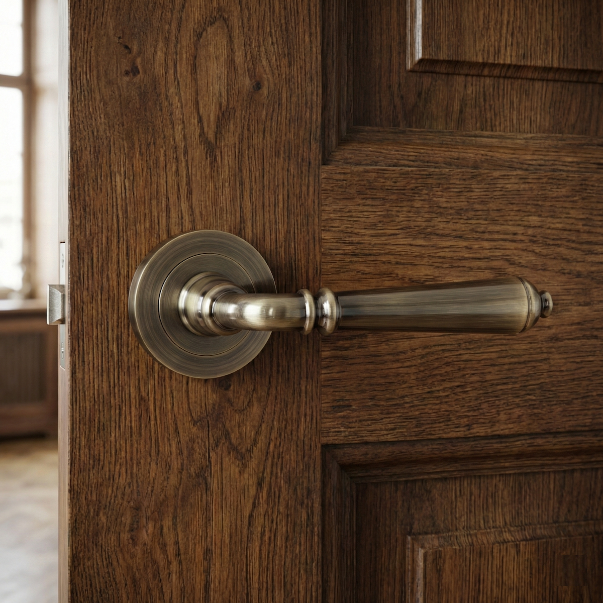 Bouton de porte rosace ronde en aluminium R-410 cuir
