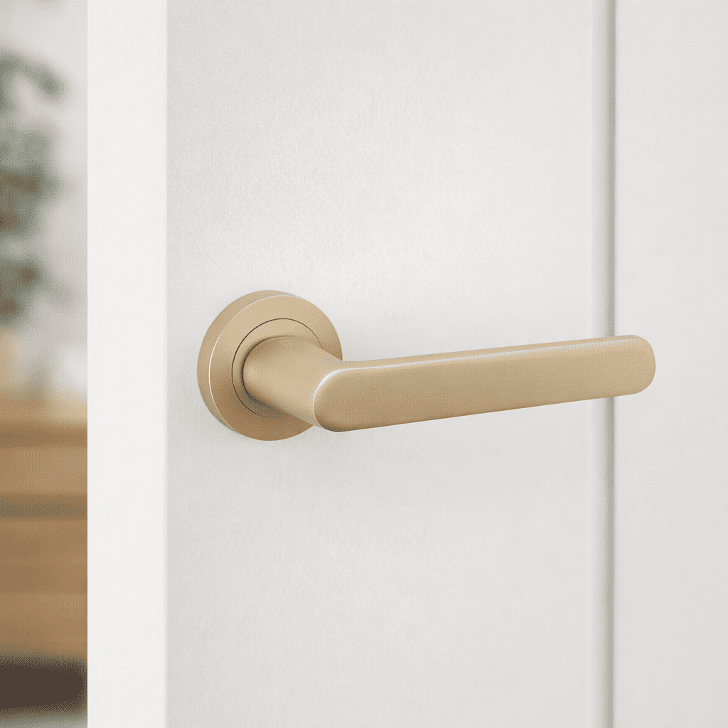 Bouton de porte à rosace ronde en aluminium R-210 doré mat