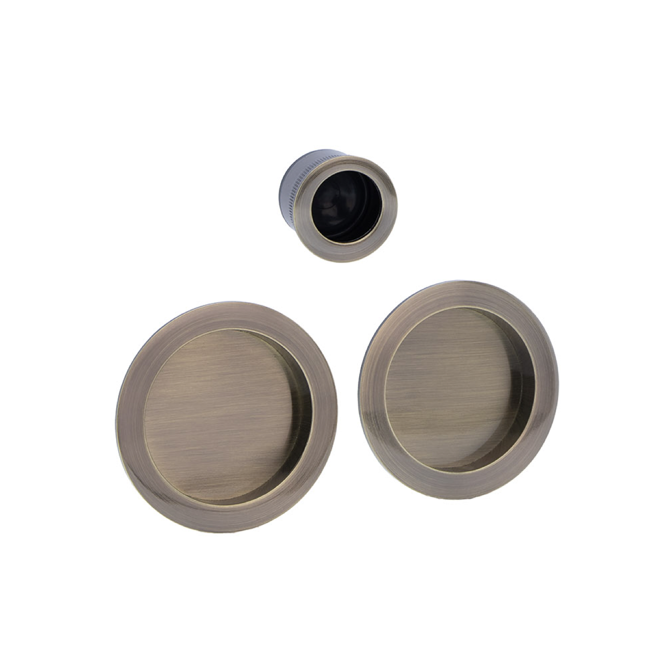 Poignée cuvette ronde finition cuir pour porte coulissante