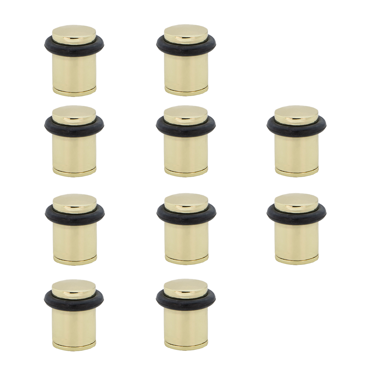 10 butées de porte cylindriques dorées avec amortisseur en caoutchouc et 20 mm de diamètre
