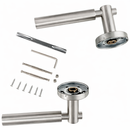 Bouton de porte Grian avec rosace ronde en acier inoxydable