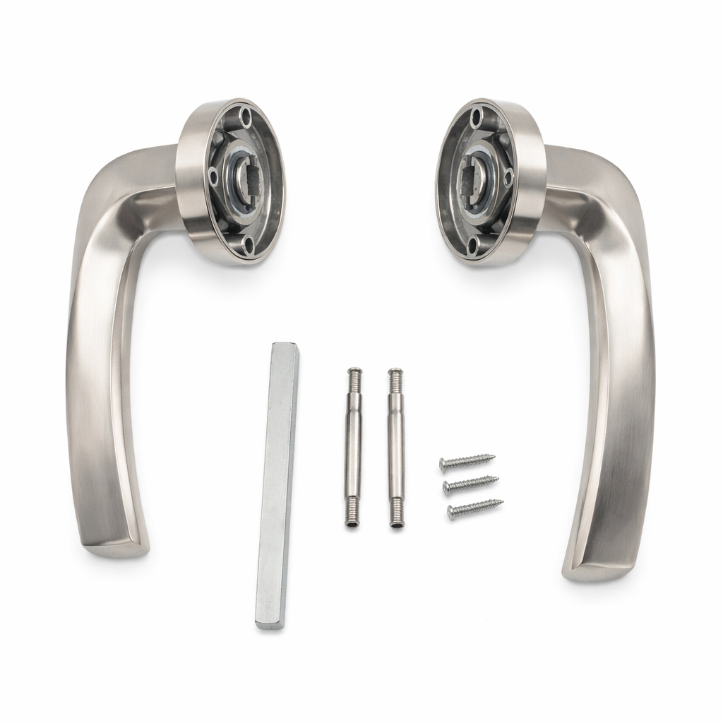 Béquille de porte avec rosace ronde en aluminium