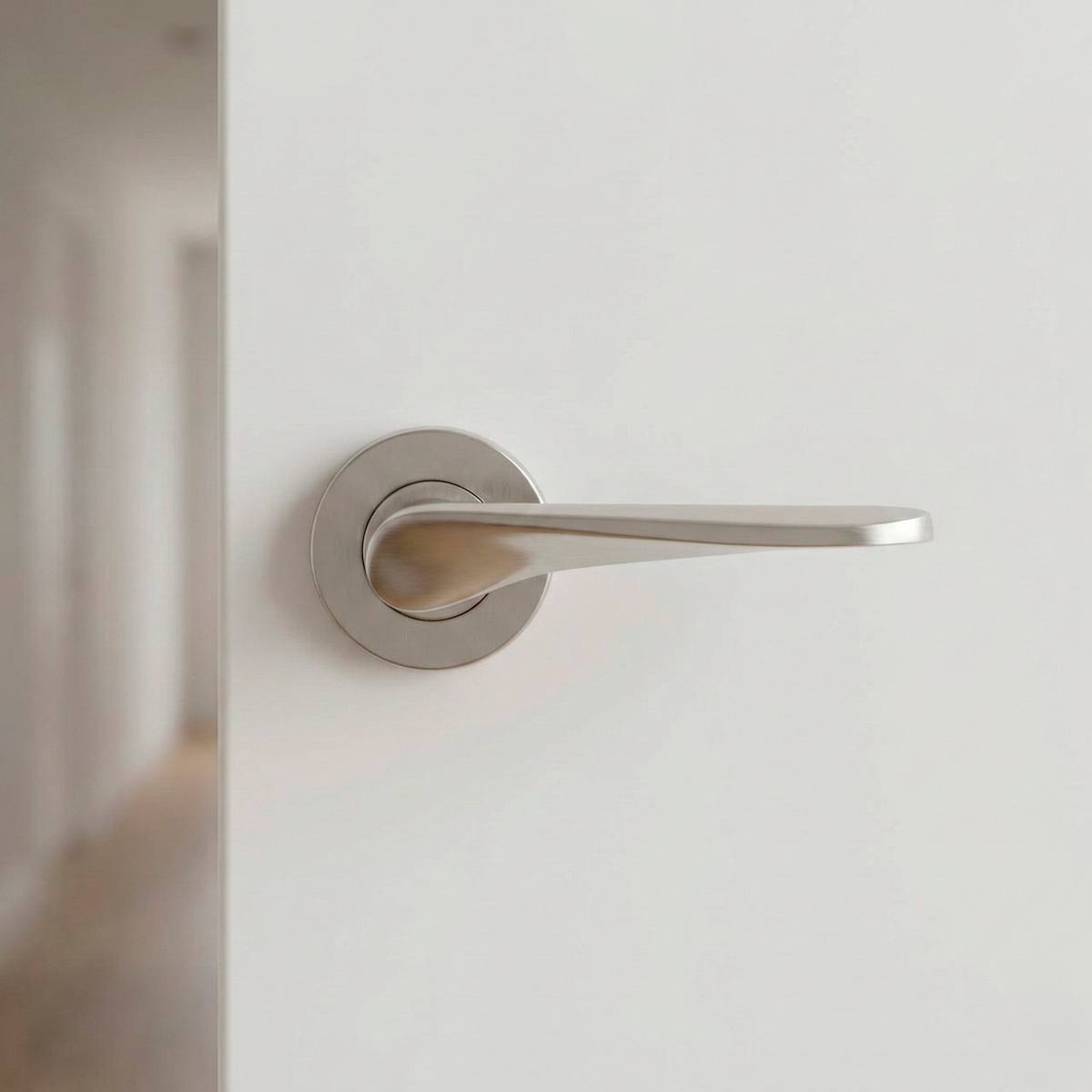 Poignée modèle « 1010 » avec rosace ronde en acier inoxydable pour porte