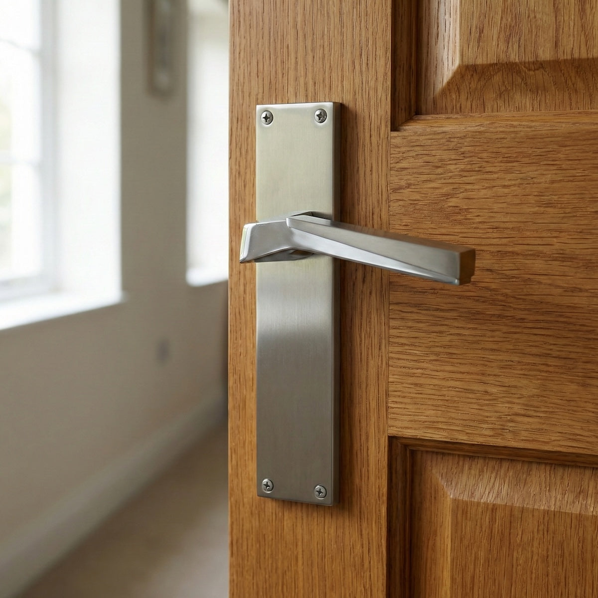 Béquille modèle « 120 » en zamak avec plaque rectangulaire finition bicolore pour portes
